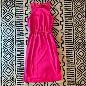 J. Crew Cinched Waist Button Back Cupro Neon Pink Flamingo Midi Dress Sz 0